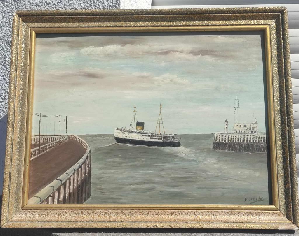 huile sur panneau bateau signe b legein, Enlèvement ou Envoi
