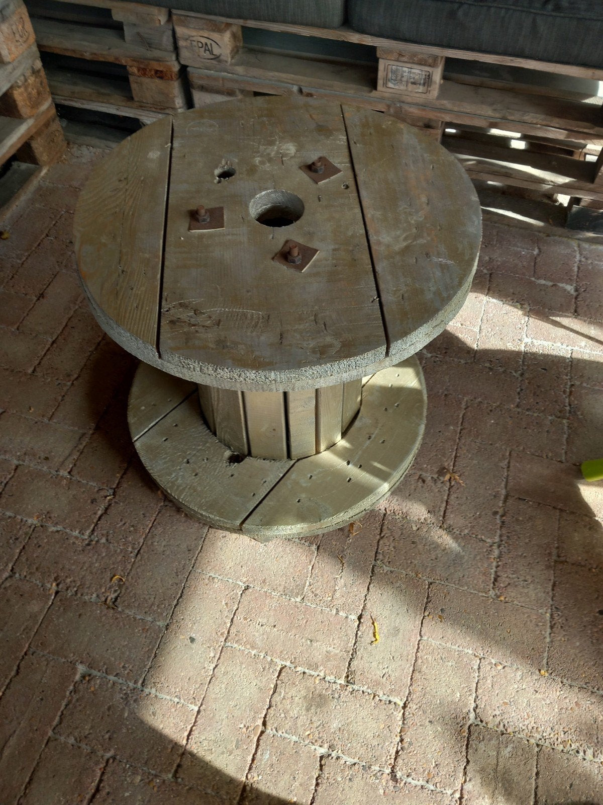 houten haspel tafel, Enlèvement, Utilisé, Rond, Bois
