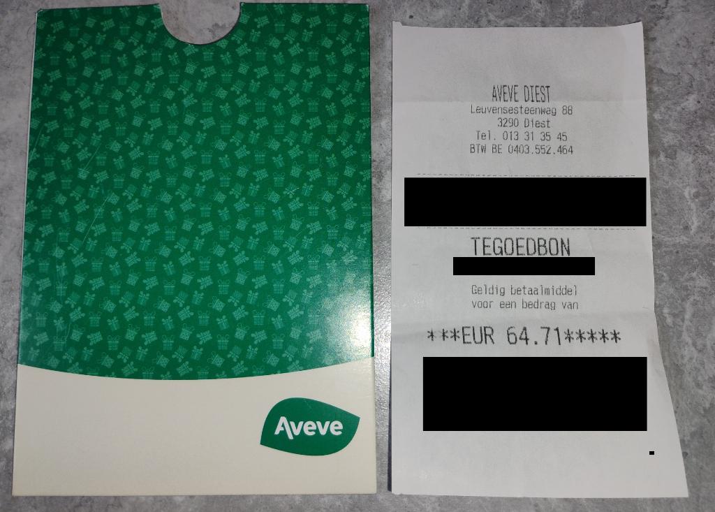 AVEVE Tegoedbon 64,71 euro, Une personne, Autres, Autres types