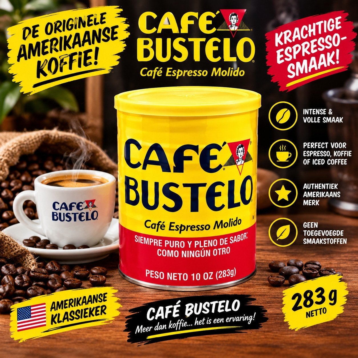 Café Bustelo Espresso 283g  – Amerikaanse koffie, Enlèvement ou Envoi
