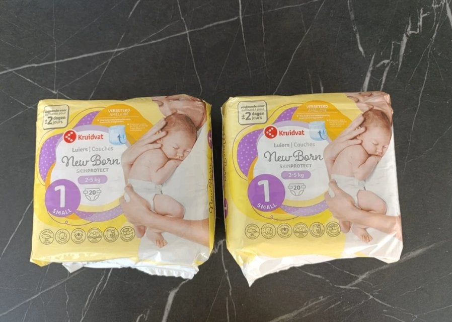 2 x Kruidvat 1 NewBorn Small Luiers Smallpack, Overige merken, Overige typen, Nieuw, Ophalen of Verzenden
