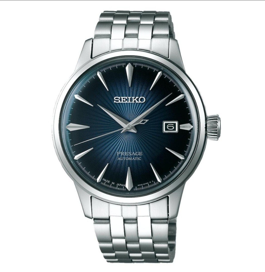 Montre Seiko Presage cadran bleu – État comme neuf, Bijoux, Sacs & Beauté, Enlèvement, Acier, Acier, Seiko
