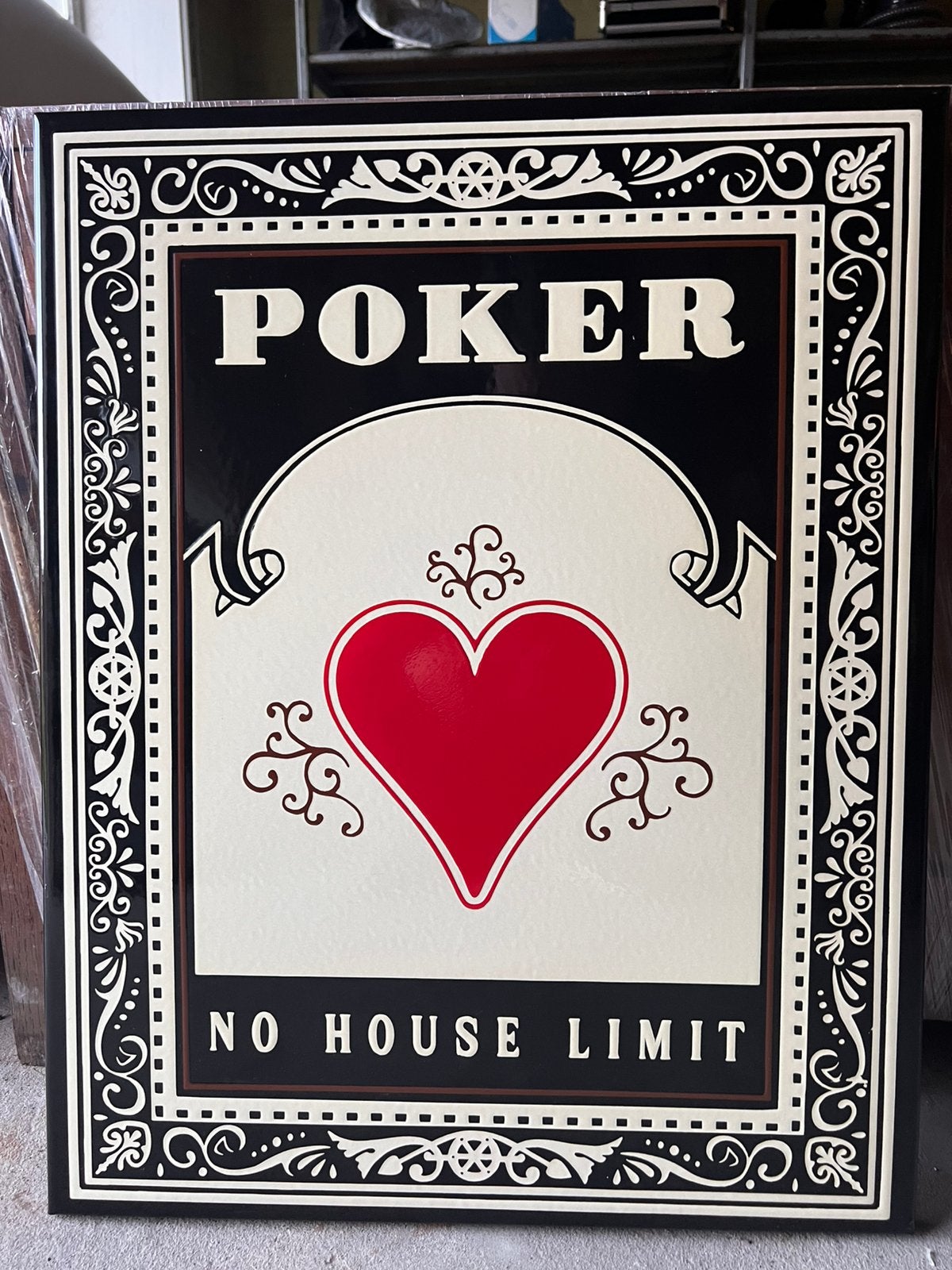 Nieuw Emaille bord - Poker ‘No House Limit’ - 48x60 cm, Ophalen of Verzenden
