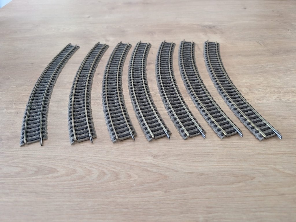 7 x Fleischmann 6125 H0 Gebogen rail 420 mm Profi-rails, Ophalen of Verzenden, Zo goed als nieuw, Rails, Fleischmann