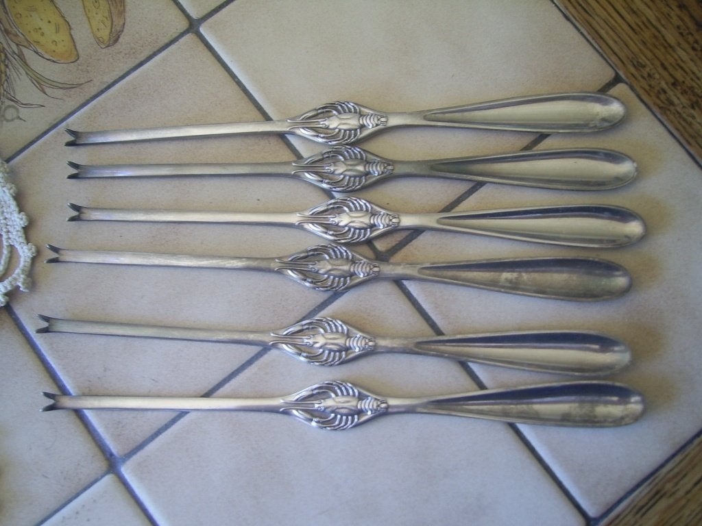 6 fourchettes curettes à homards, crustacés, Antiquités & Art, Enlèvement ou Envoi