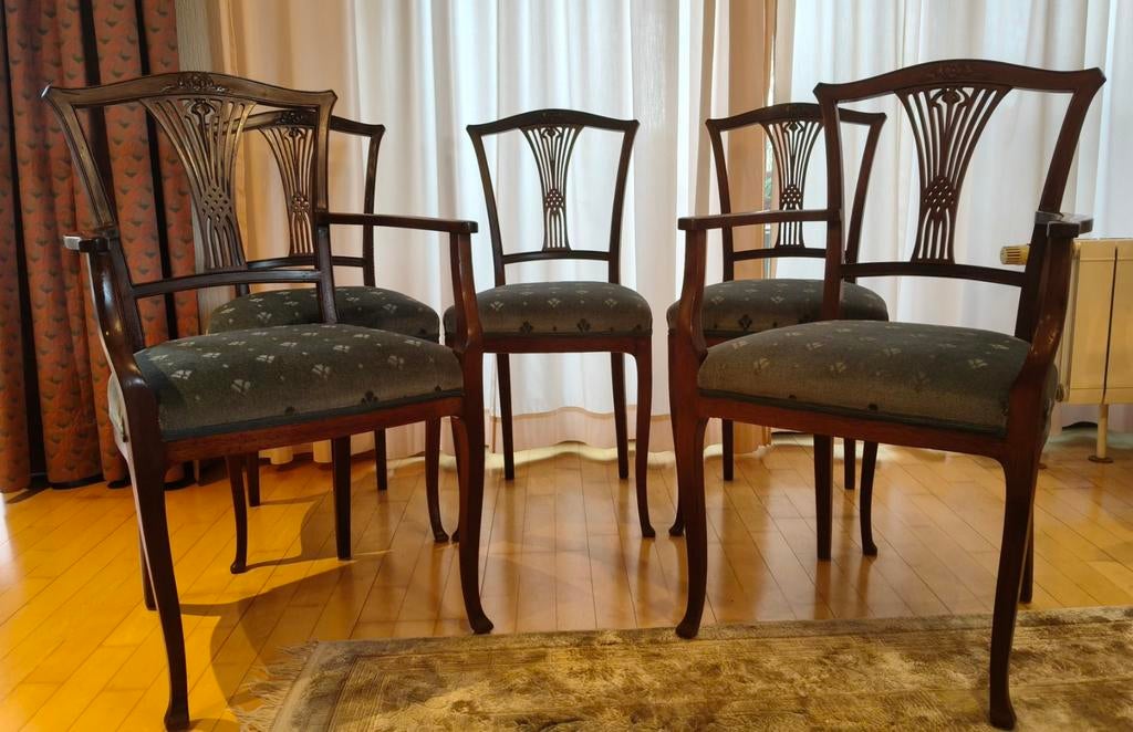 Antieke Mahoniehouten Art Nouveau / Jugendstil stoelen, Ophalen