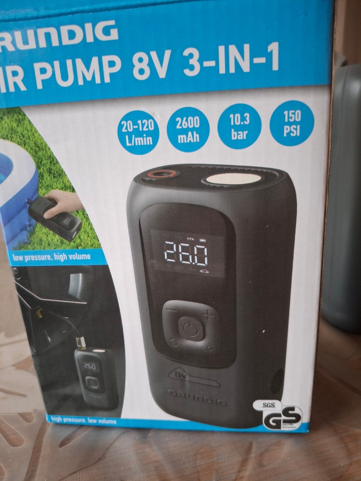 grundig air pump 8volt 3 in 1, Ophalen, Nieuw