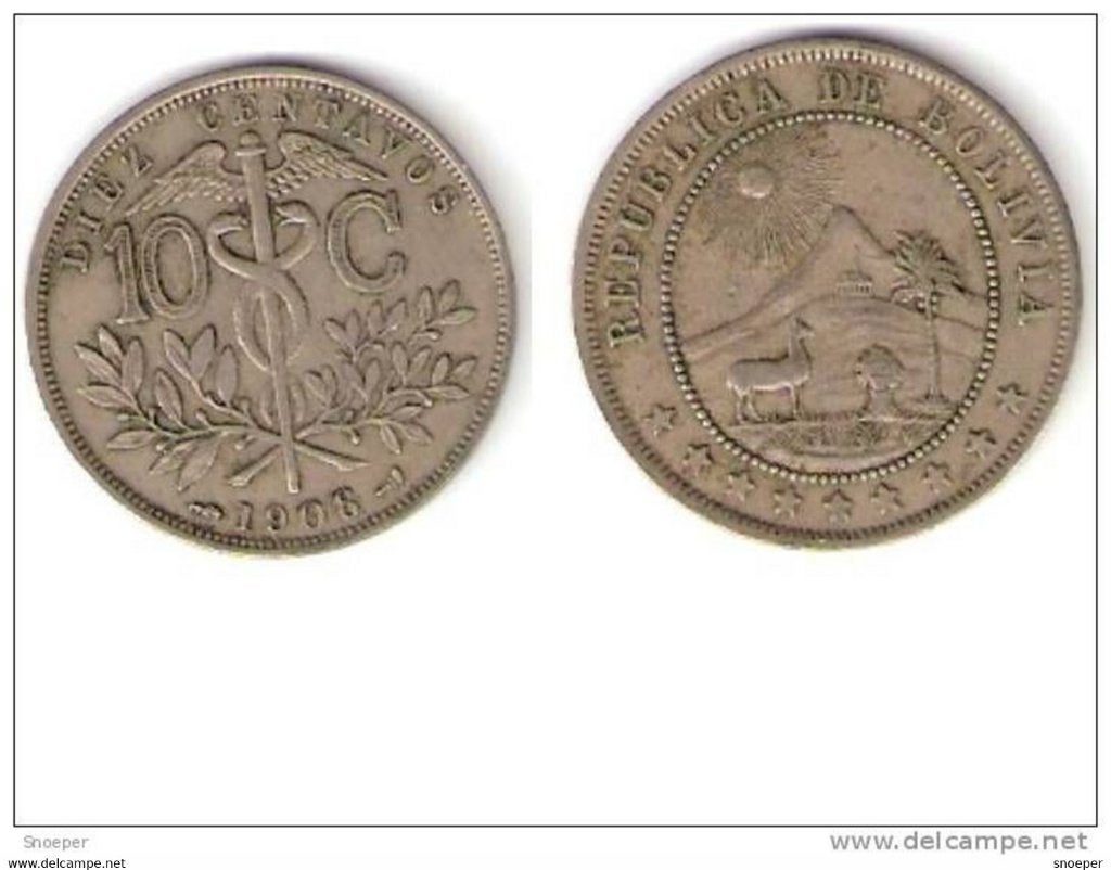 Bolivia 10 centavos 1908 km174.3, Timbres & Monnaies, Monnaies | Amérique, Envoi, Amérique du Sud, Monnaie en vrac