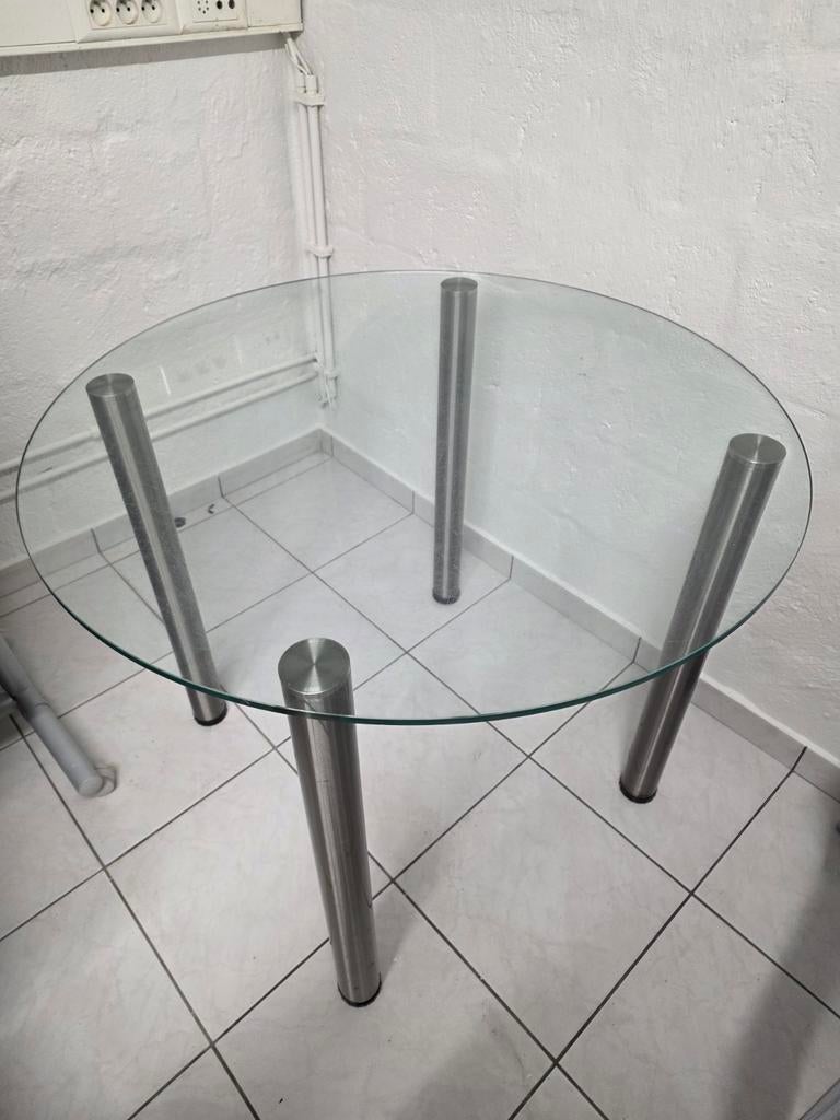 Table ronde en verre réalisée sur mesure, 90 cm de diamètre, Enlèvement, Verre