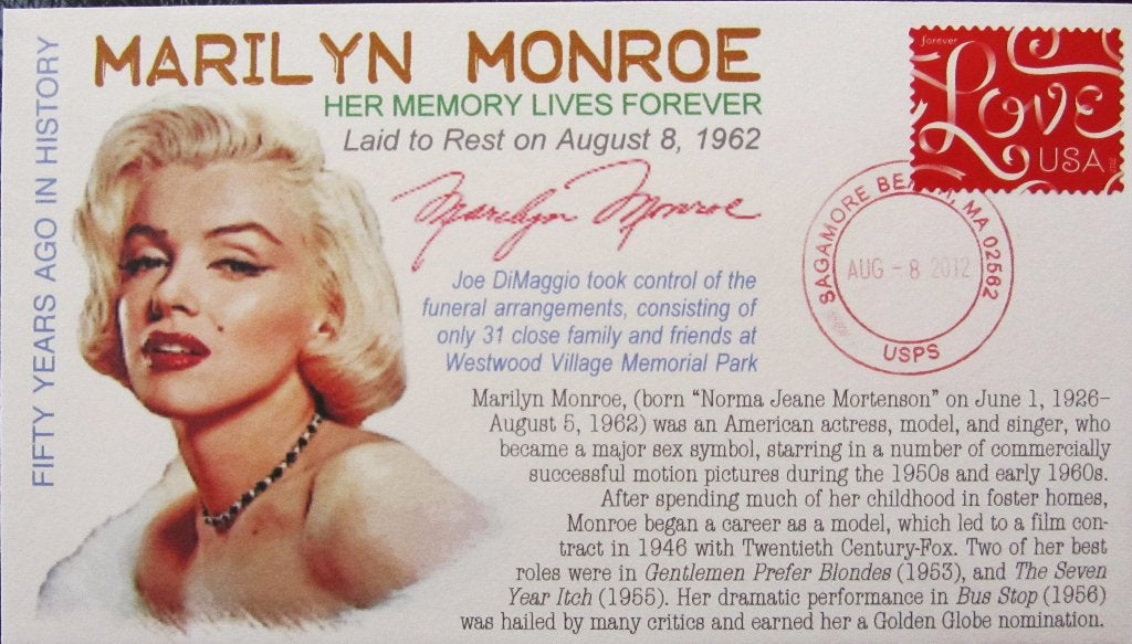 FDC USA- LEGENDS OF AMERIKA- MARILYN MONROE (ZELDZAAM), Postzegels en Munten, Ophalen of Verzenden, Gestempeld, Noord-Amerika