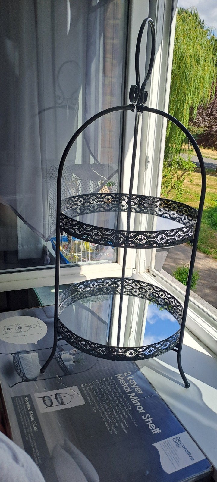 Table présentoir deco metal gris mirror neuf a saisir ️↙️, Neuf, Démontable, Enlèvement, Étagère