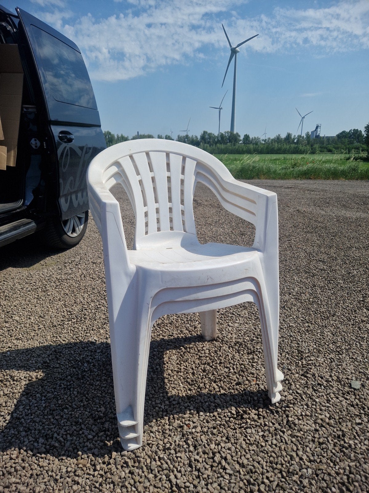 3 stapelbare tuinstoelen, Tuin en Terras, Ophalen