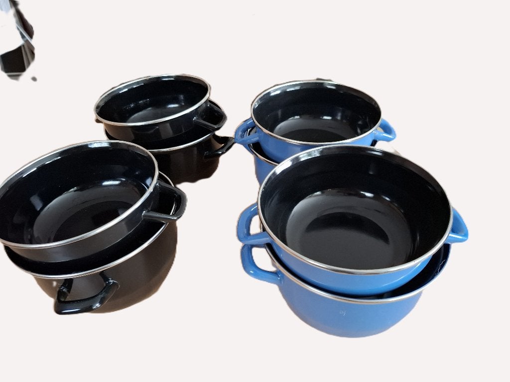 mosselpotjes 4 stuks, Overige typen, Met handvatten, Ophalen of Verzenden, Zo goed als nieuw