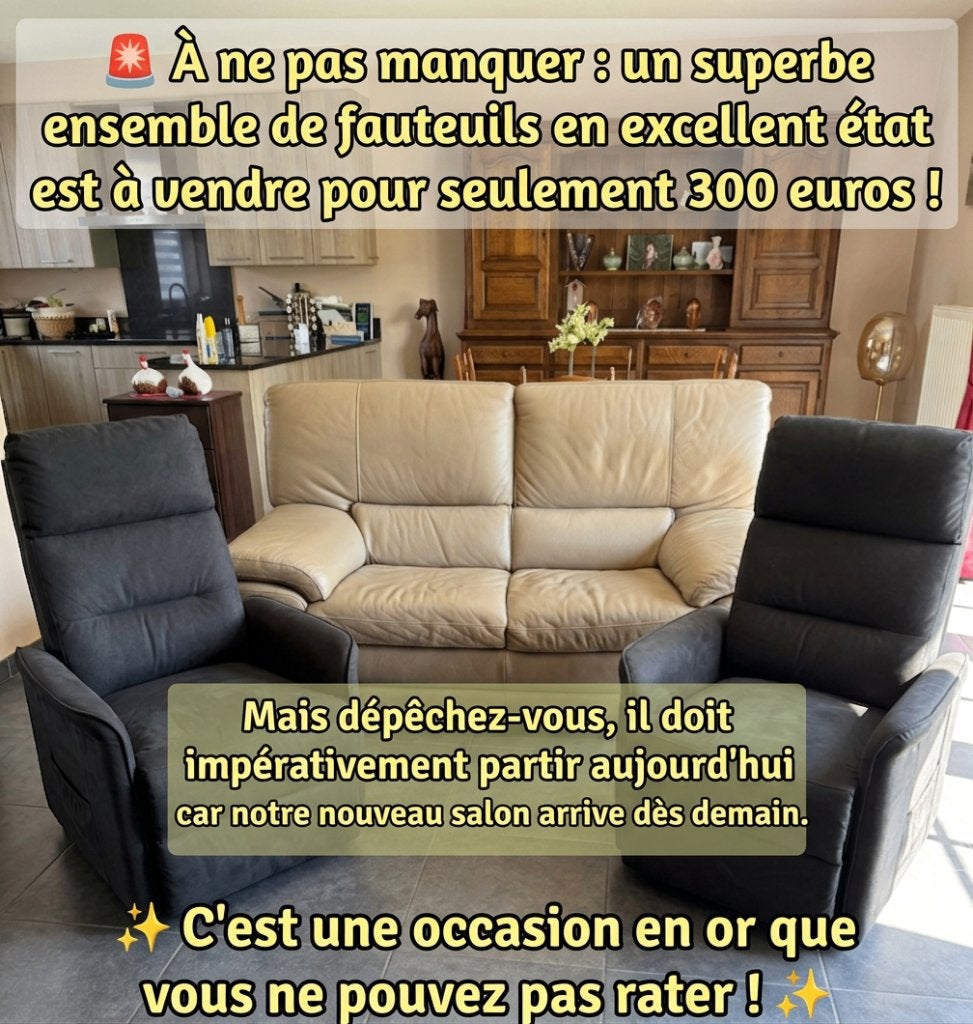 Te koop, een 2-zitsfauteuil en 2 elektrische relaxstoelen, Ophalen, Gebruikt, Overige maten, Leer