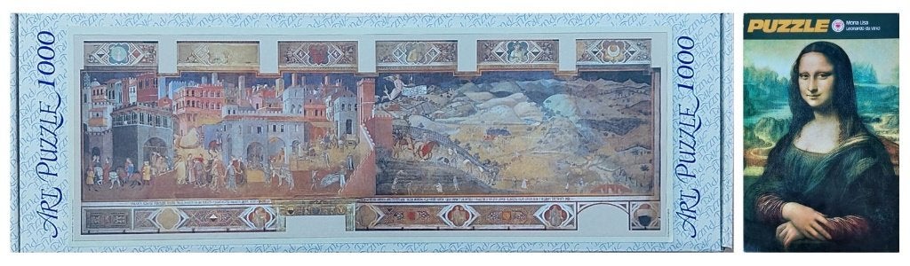 2 puzzels - Mona Lisa + Siena, Ophalen, 500 t/m 1500 stukjes, Zo goed als nieuw, Legpuzzel