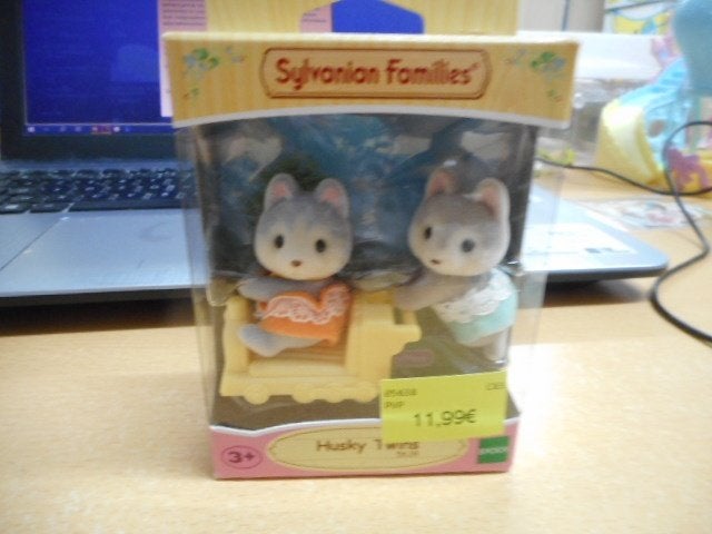 Sylvanian Families husky twins met trein, Ophalen of Verzenden, Nieuw