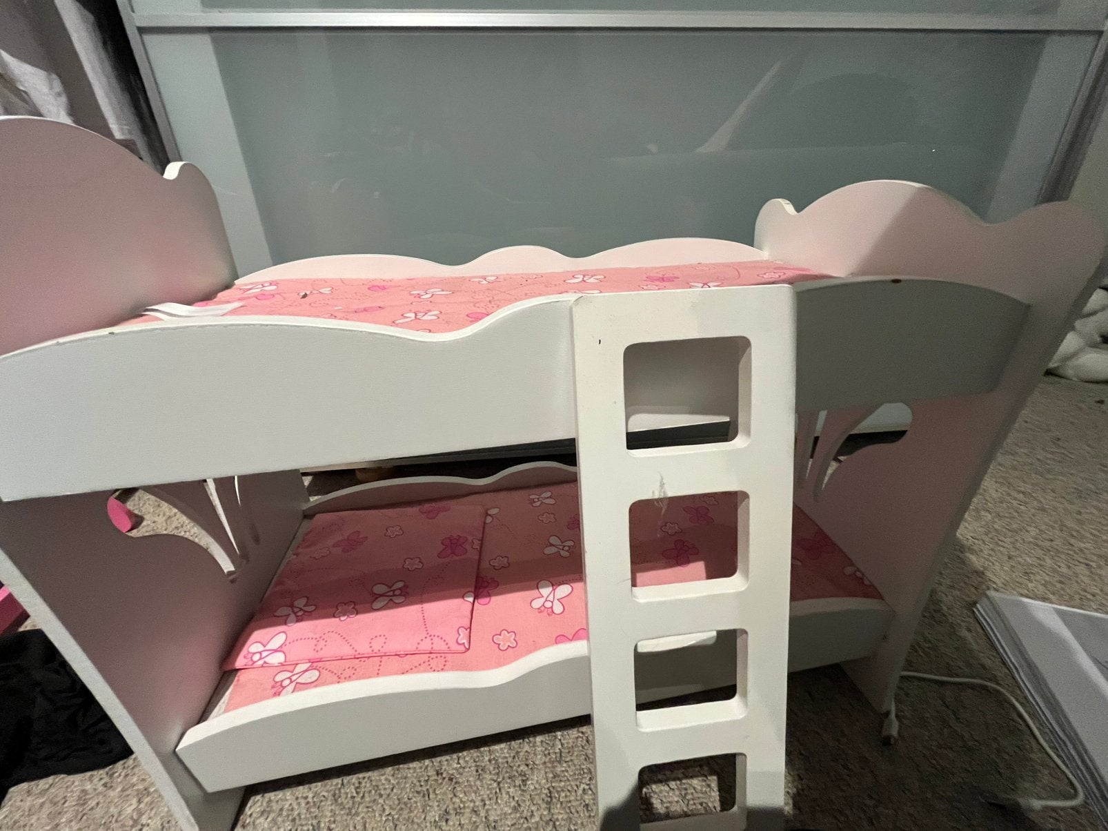 Houten stapelbed voor poppen in roze en wit, Kinderen en Baby's, Ophalen, Zo goed als nieuw