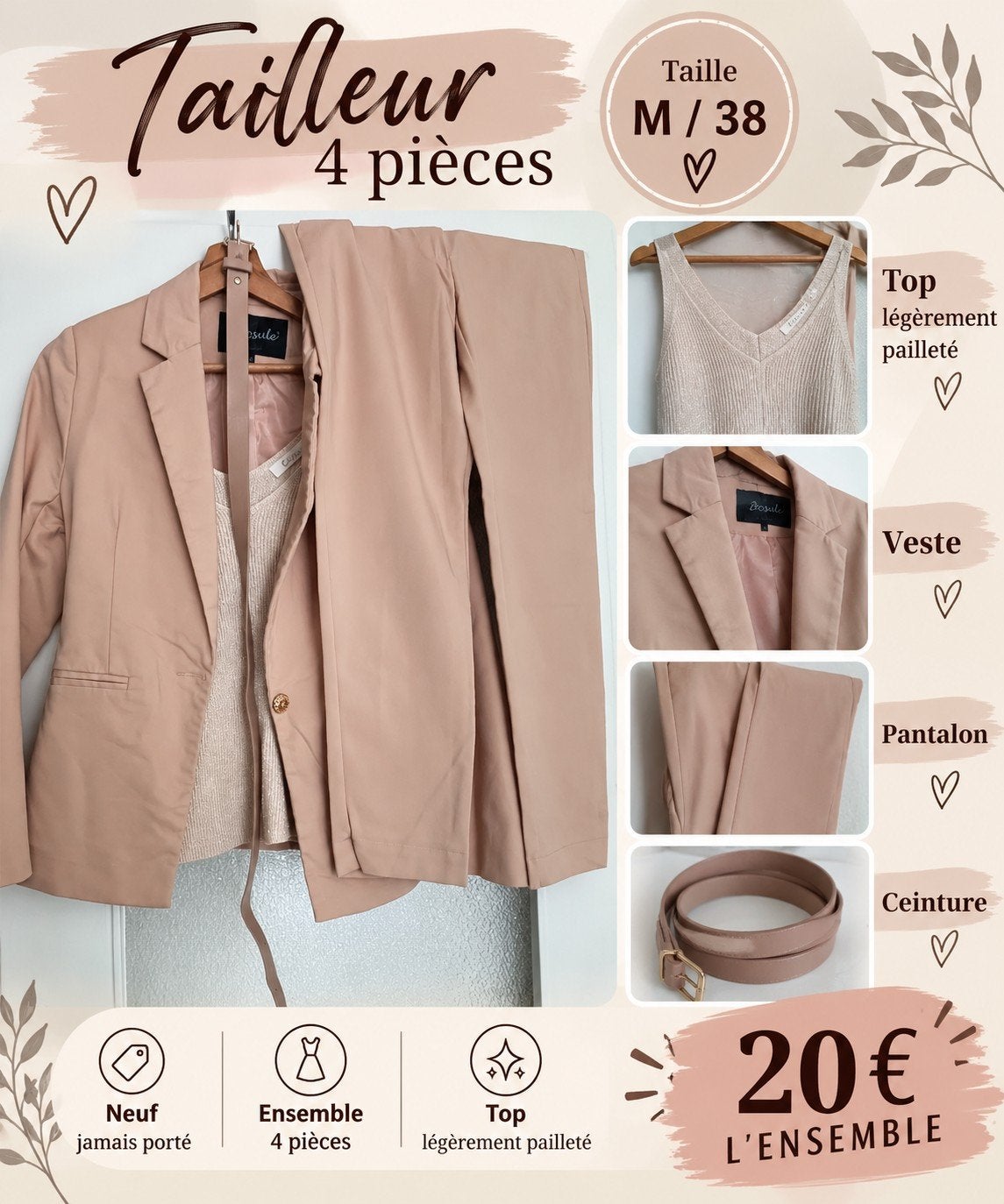 4-delige kleermaker, Kleding | Dames, Maat 38/40 (M), Kostuum of Pak, Overige kleuren, Nieuw