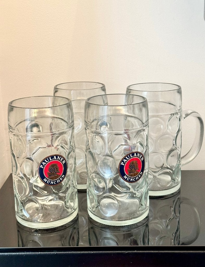 4 grandes chopes de bière Paulaner Munchen 1L NEW, Enlèvement, Comme neuf, Chope(s), Autres marques
