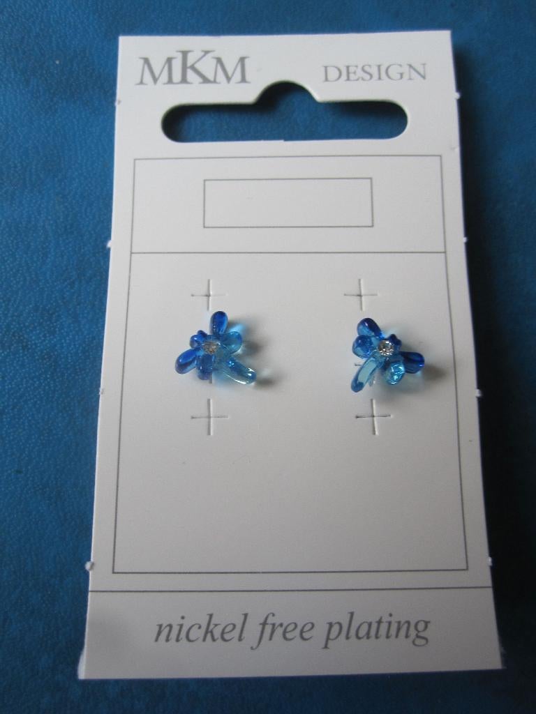 Boucles d'oreilles à fleurs de type bleu (neuves), Enlèvement ou Envoi, Autres matériaux, Bleu, Neuf