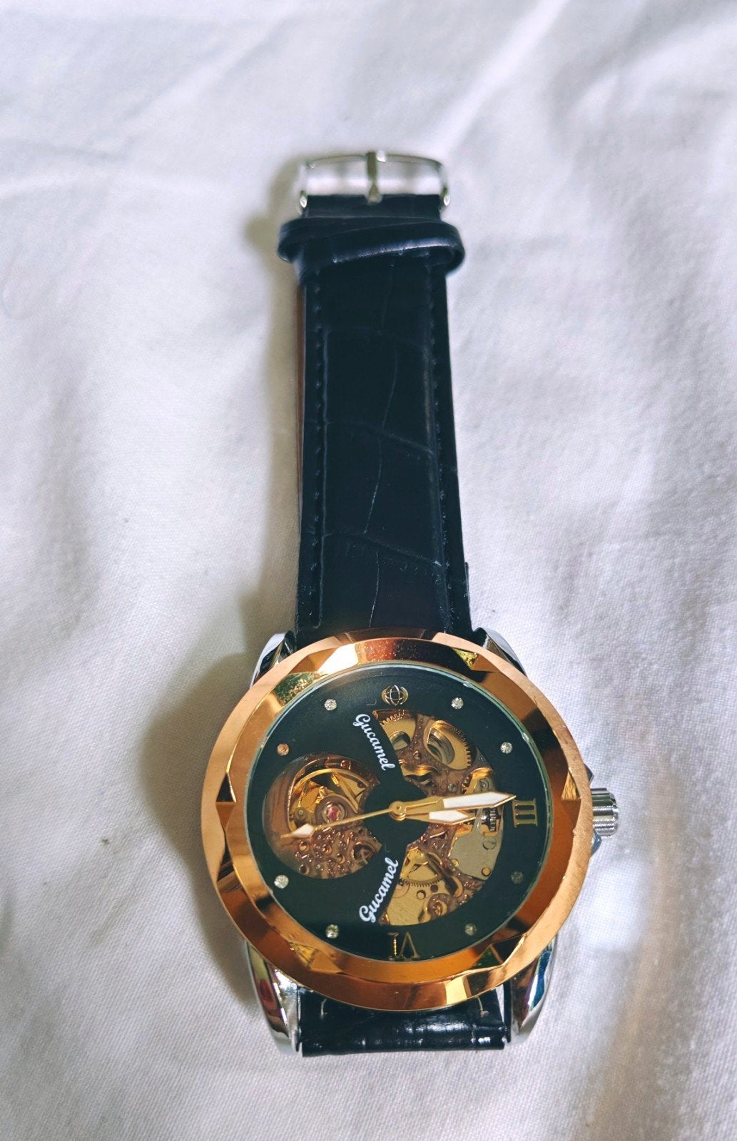 Montre homme automatique Gucamel — Squelette / Cœur ouvert,, Envoi, Neuf, Noir
