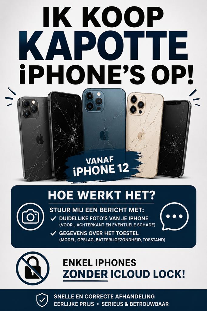 Ik koop jouw iPhone!, Telecommunicatie, Mobiele telefoons | Apple iPhone, Gebruikt, iPhone 12, Ophalen