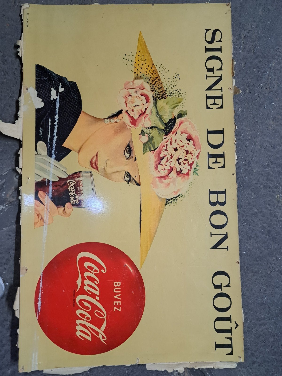 Coca-Cola reclameplaat "Signe de bo goût", Verzamelen, Ophalen, Gebruikt