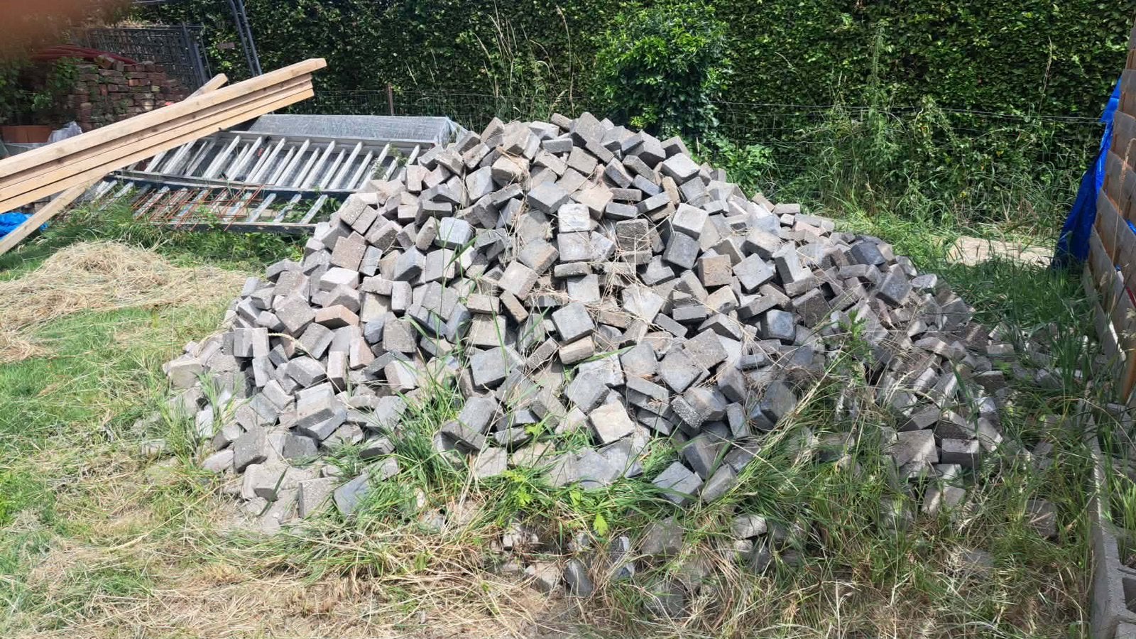 Tegula 10x10 x5 (60m2), Jardin & Terrasse, Pavé & Dalles, Enlèvement, Utilisé, Béton, Autres types