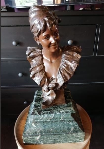 Bronzen XL buste, Georges Van der Straeten, ca 1900, Ophalen, Brons