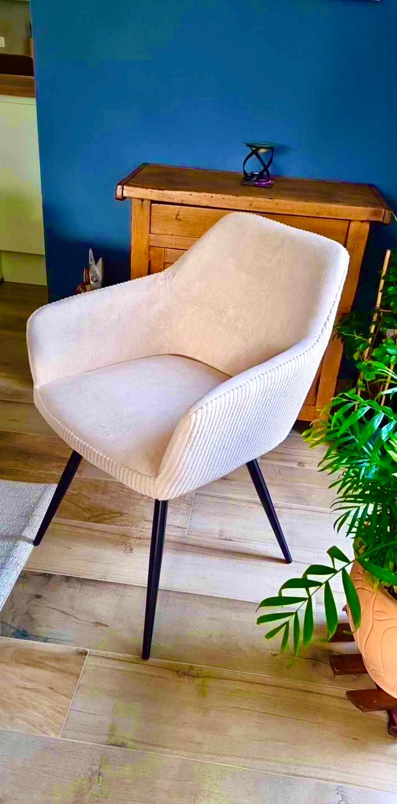 Chaise velour beige, Maison & Meubles, Enlèvement, Neuf