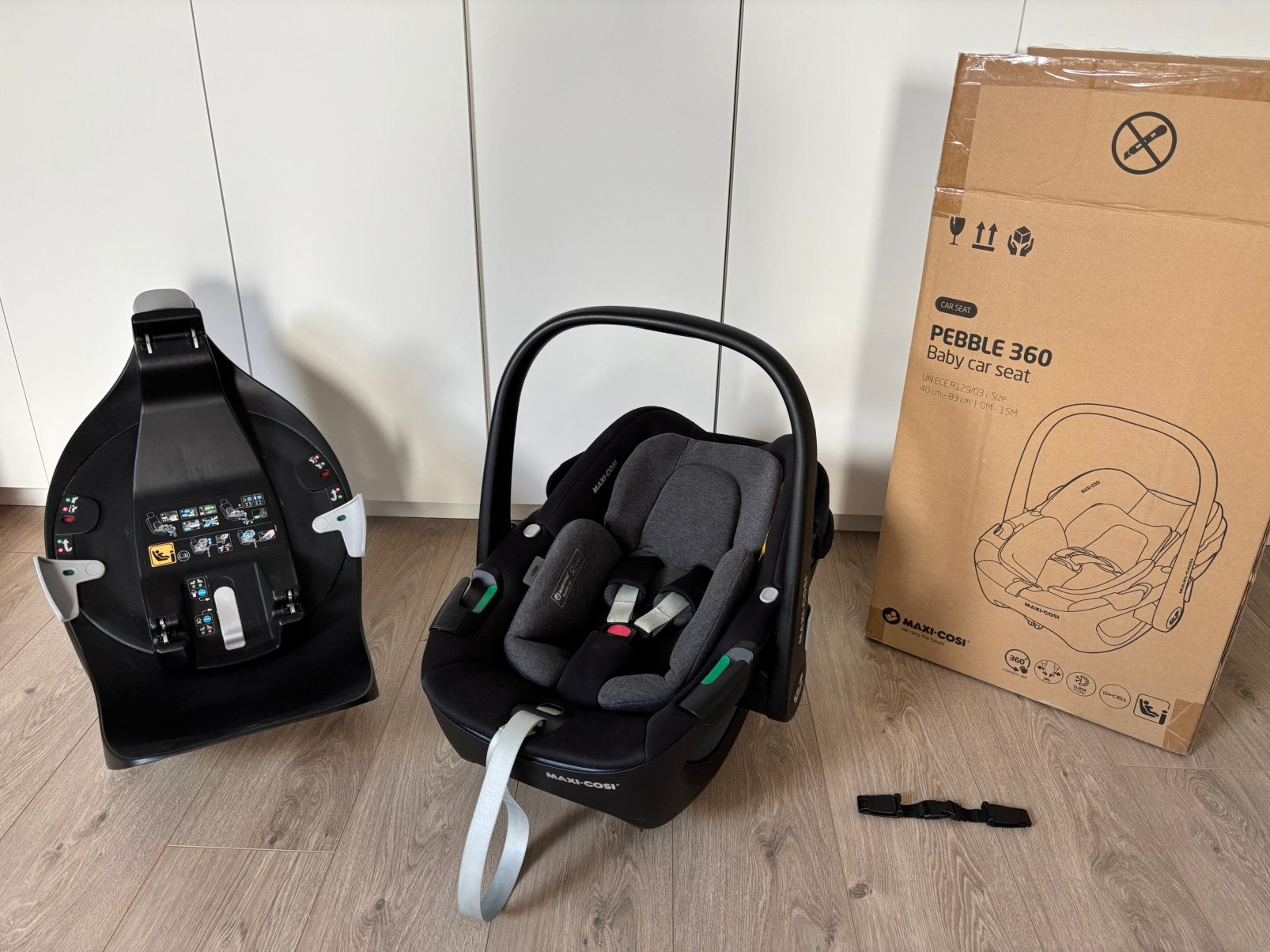Maxi-Cosi Pebble 360 + FamilyFix 360 + gordelclip, Kinderen en Baby's, Ophalen, Gebruikt, Maxi-Cosi, Autogordel of Isofix