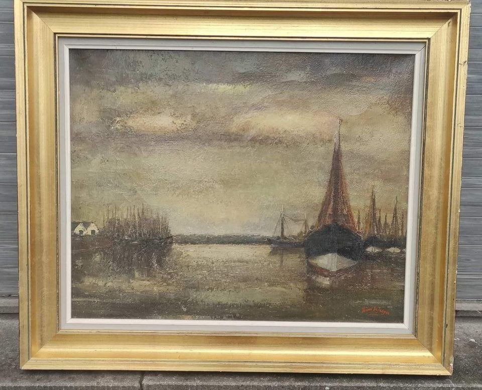huile sur toile marine signe henri de jaeger, Ophalen of Verzenden, Doek