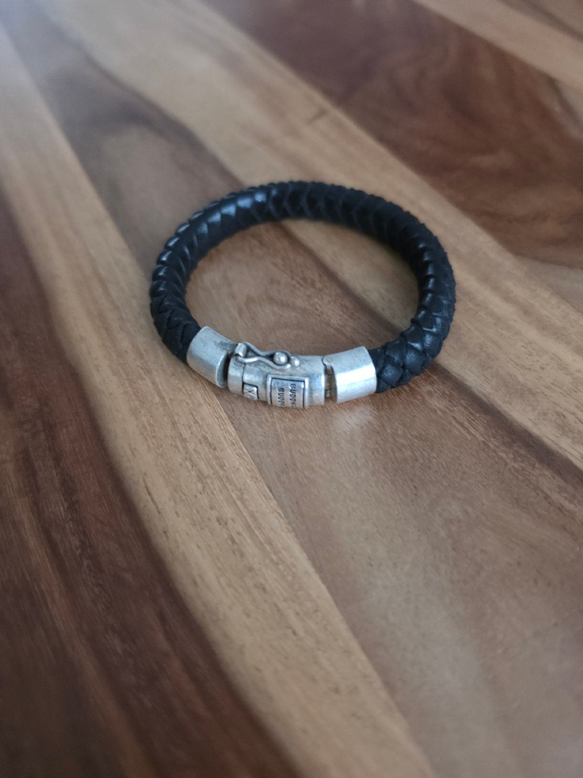 Bracelet en cuir noir et argent 925 - Buddha to Buddha, Enlèvement ou Envoi, Utilisé, Noir, Cuir