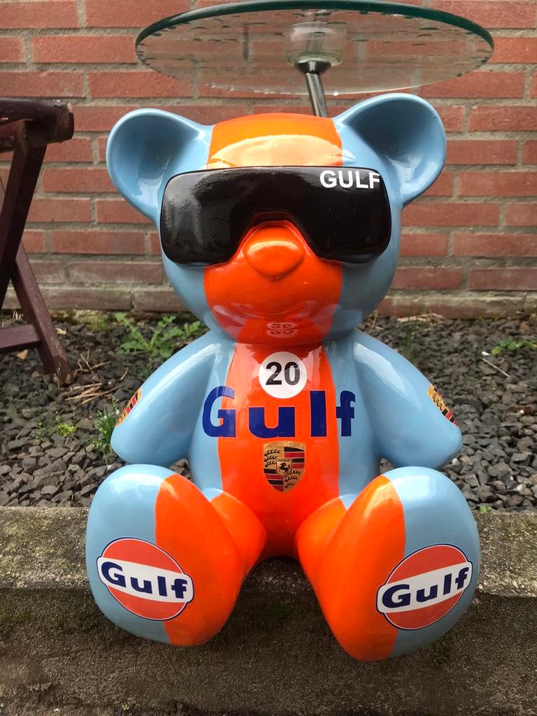 Statue d'ours publicitaire Gulf Porsche, Enlèvement, Comme neuf, Panneau publicitaire