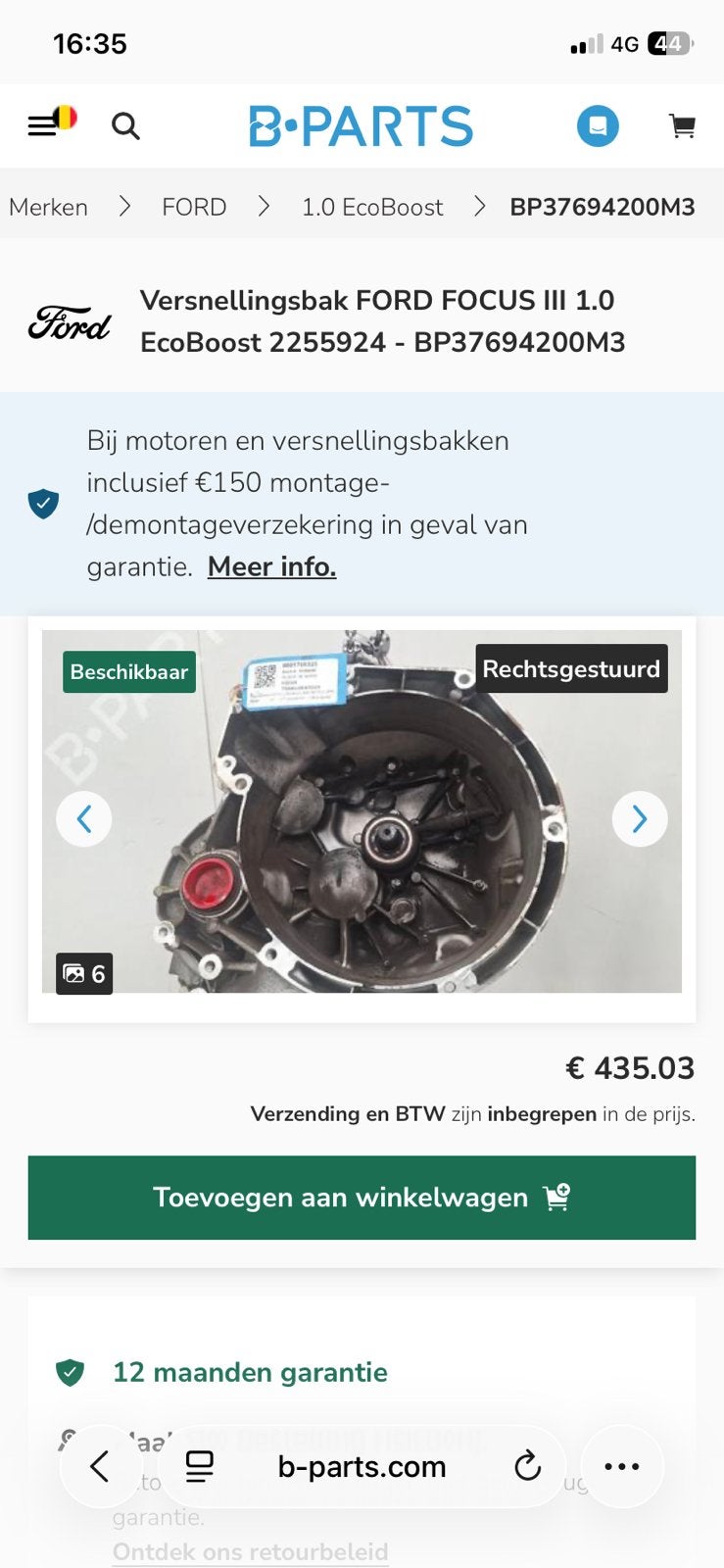 Versnellingsbak, Enlèvement ou Envoi, Ford