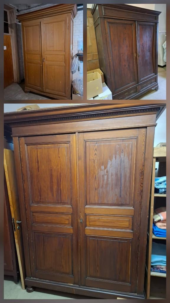 Grandes armoires anciennes en bois massif – lot de 3, Enlèvement, Inconnu, Inconnu, Inconnu