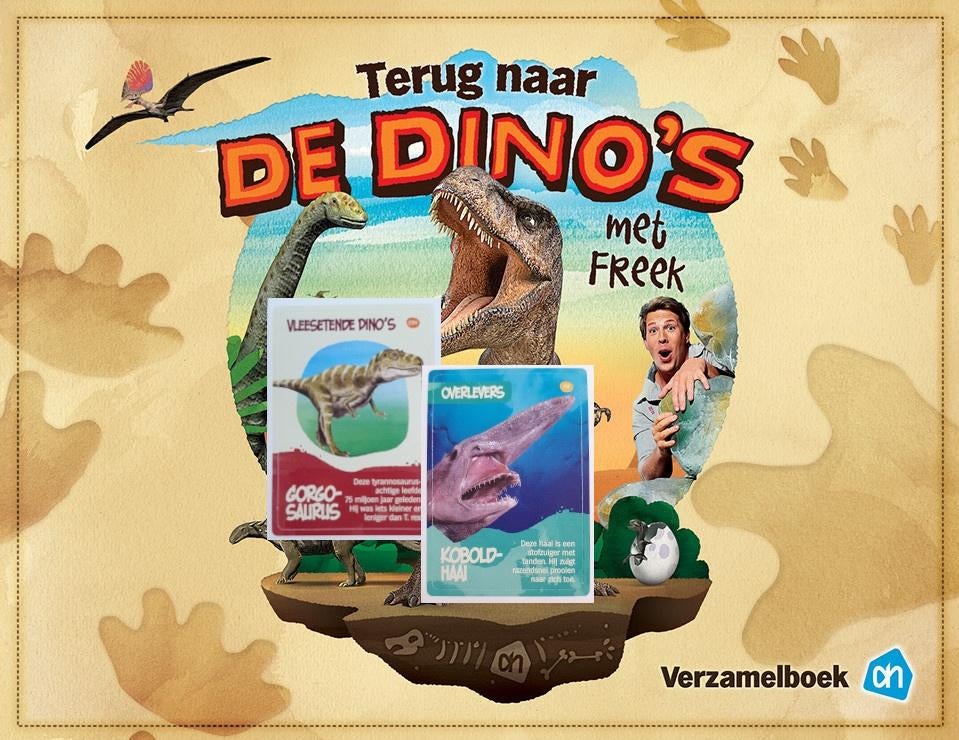 Terug naar de dino's met Freek - Albert Heijn - 160 stickers, Nieuw, Dier en Natuur