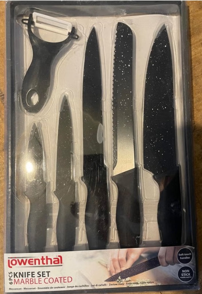 Ensemble de couteaux de chef Lowenthal 6 pièces, Neuf, Enlèvement ou Envoi, Autres marques, Noir