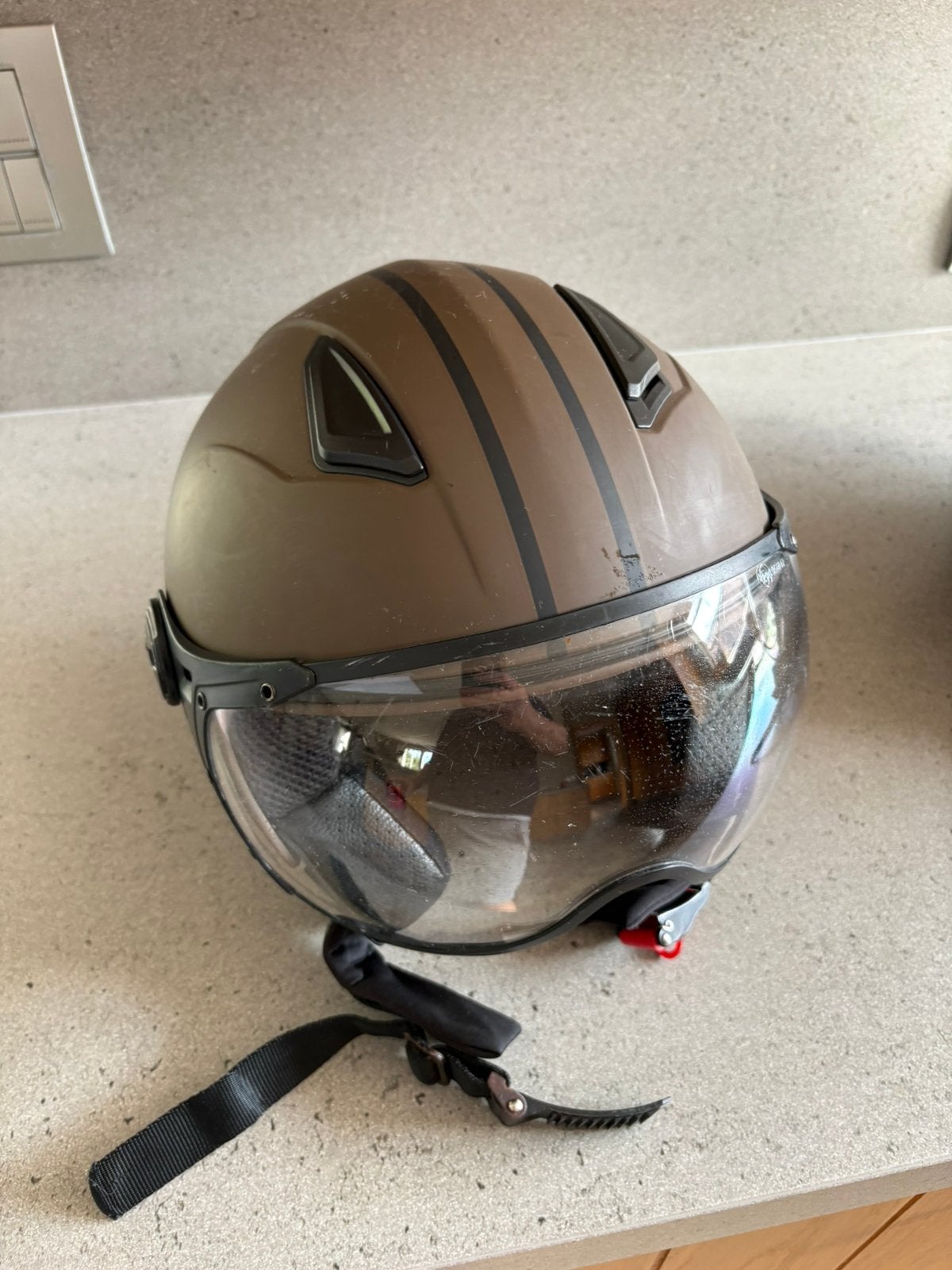 Vito helm brommer - XS - bruin, Fietsen en Brommers, Brommerhelmen, Ophalen, Gebruikt, Extra small of kleiner