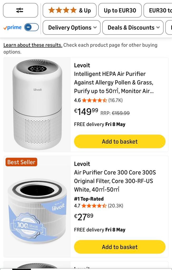 Purificateur d'air intelligent Levoit Core 300S+extra filtre, Enlèvement, Neuf, Purificateur d'air
