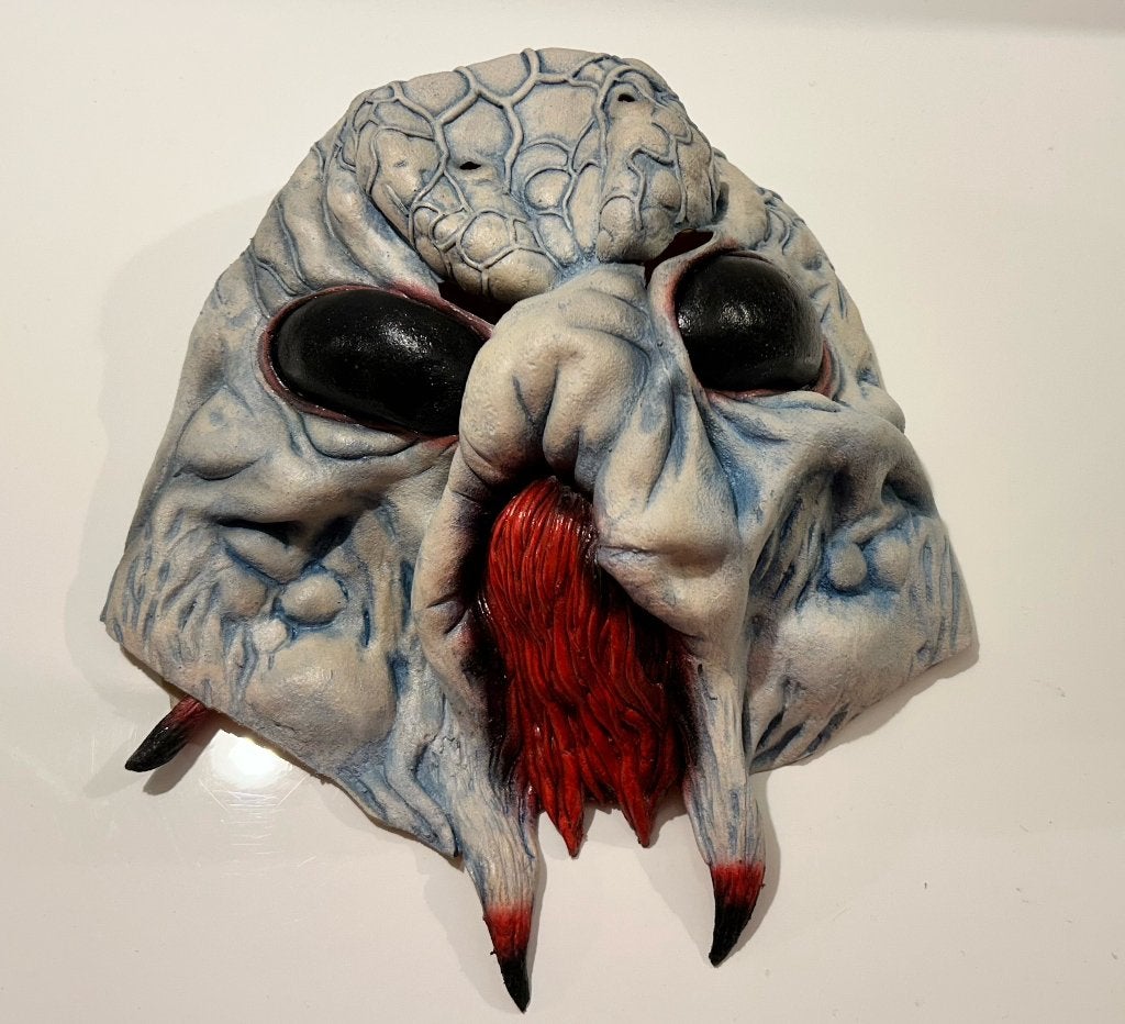 Wit latex monstermasker, Kleding | Heren, Ophalen of Verzenden, Zo goed als nieuw, Accessoires