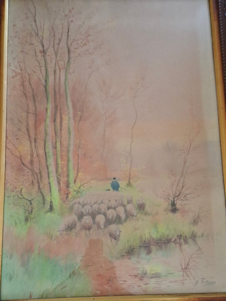 Herder met schapen, Antiek en Kunst, Ophalen, Overige stijlen, Doek, Origineel werk