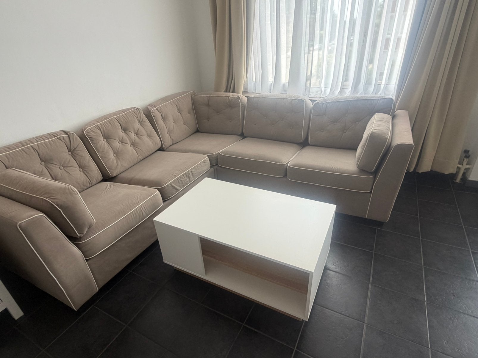 Table salon blanche et chêne, Moins de 50 cm, 50 à 100 cm, Enlèvement, Utilisé