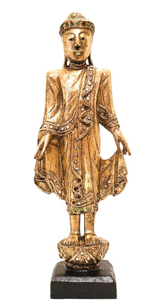 Bouddha en bois massif, doré., Antiquités & Art, Enlèvement ou Envoi