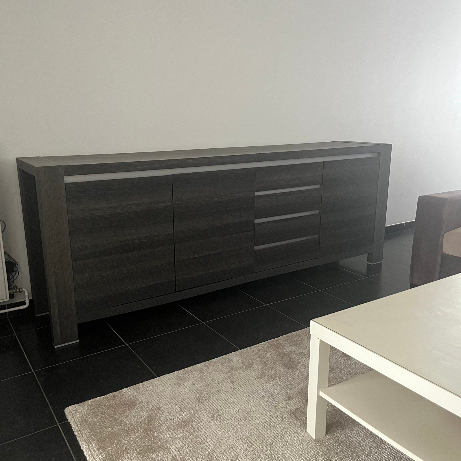 Buffet/armoire gris foncé, Maison & Meubles, 200 cm ou plus, Enlèvement, Utilisé, Avec tiroir(s)