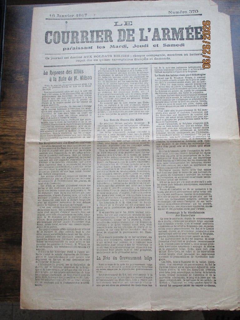 VERS 1917. Le Courrier de l'Armée. NUMÉRO 370, Envoi
