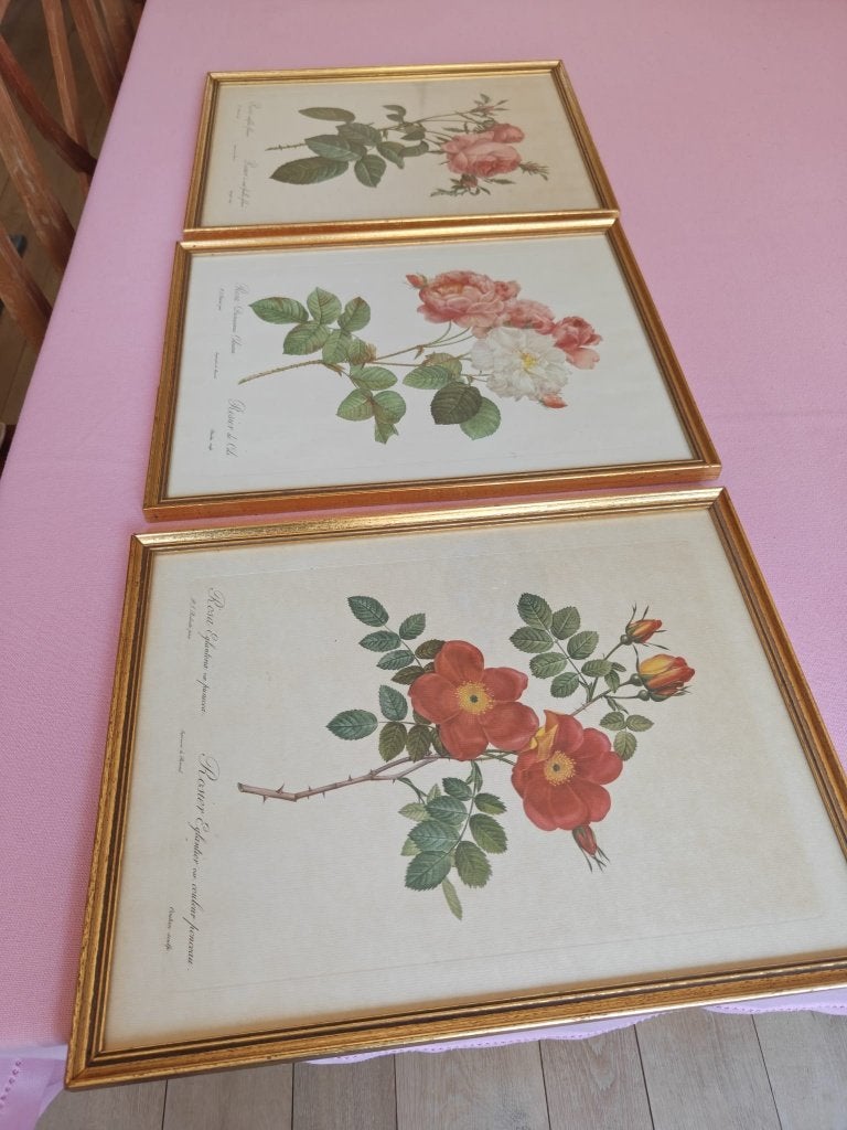 Lot van drie antieke kaders met rozen, Ophalen