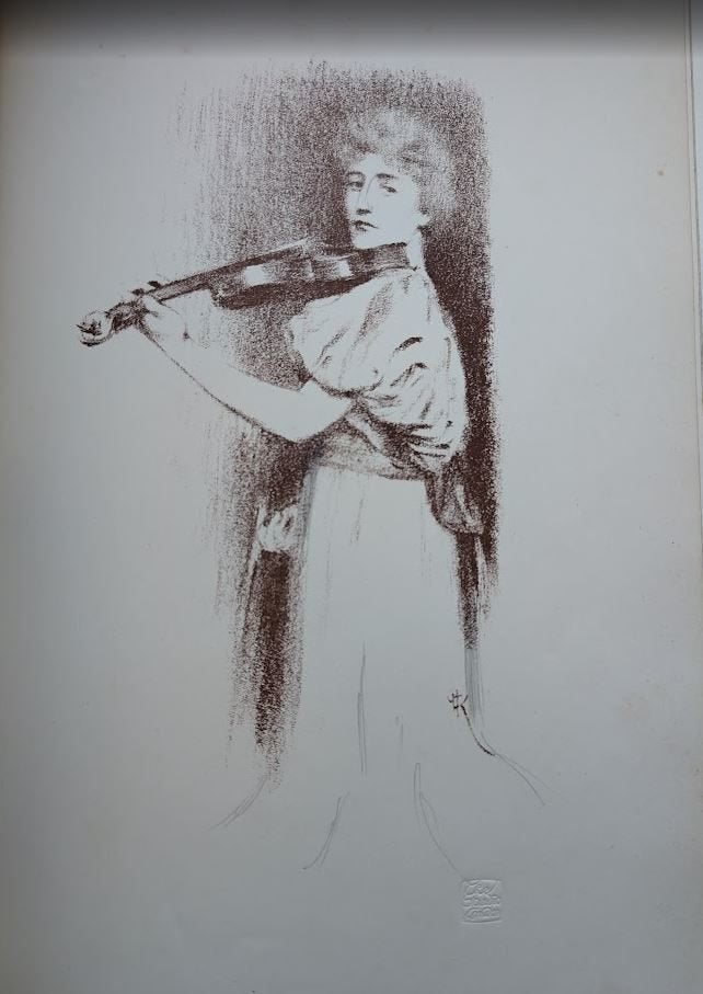 Un violoniste F. Khnopff, Antiquités & Art, Art | Peinture | Classique, Enlèvement ou Envoi