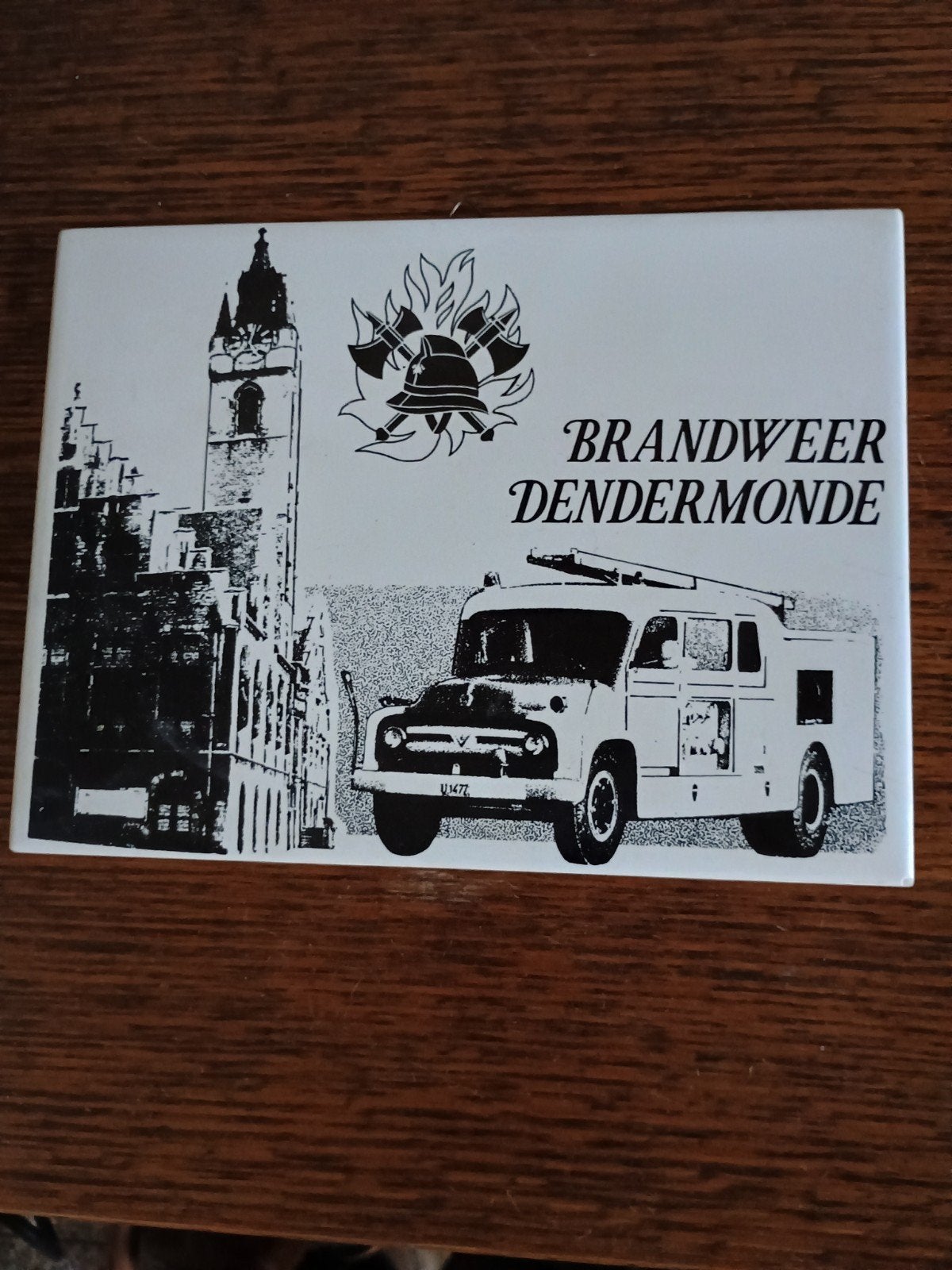 Aandenken brandweer Dendermonde 20x15cm, Antiek en Kunst, Ophalen of Verzenden