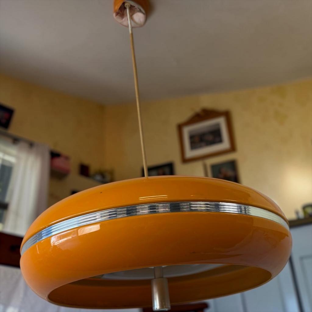Lampe suspendue vintage orange de l'ère spatiale, Envoi, Utilisé